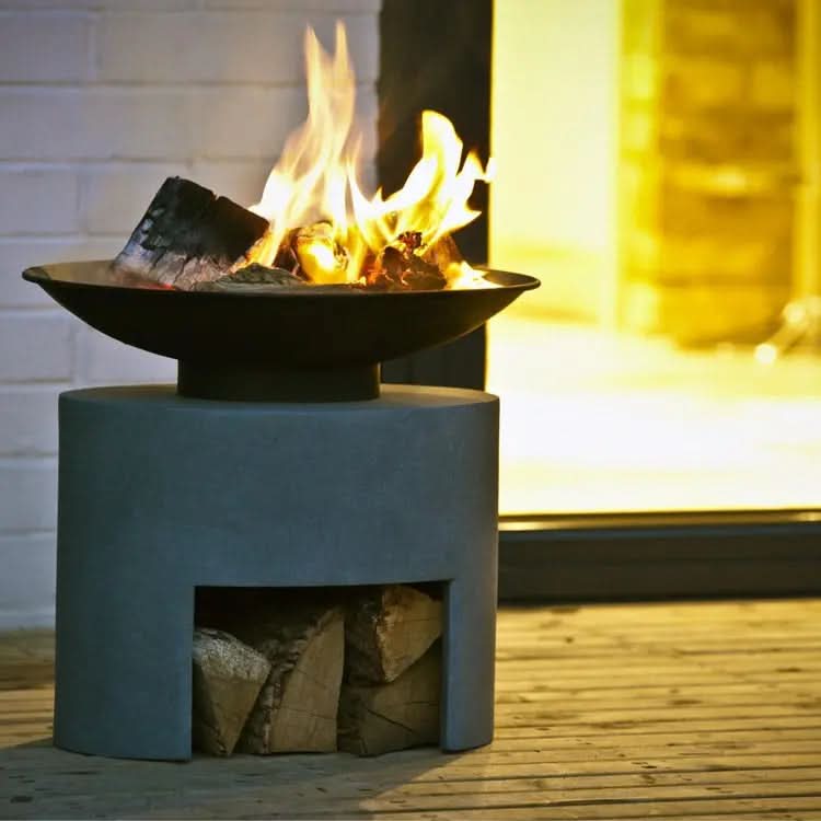 Fire Pit & Oval Console Cement  Nicholas John Interiors