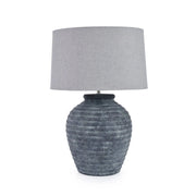Franz Grey & Blue Stone Effect Table Lamp with Shade   Nicholas John Interiors