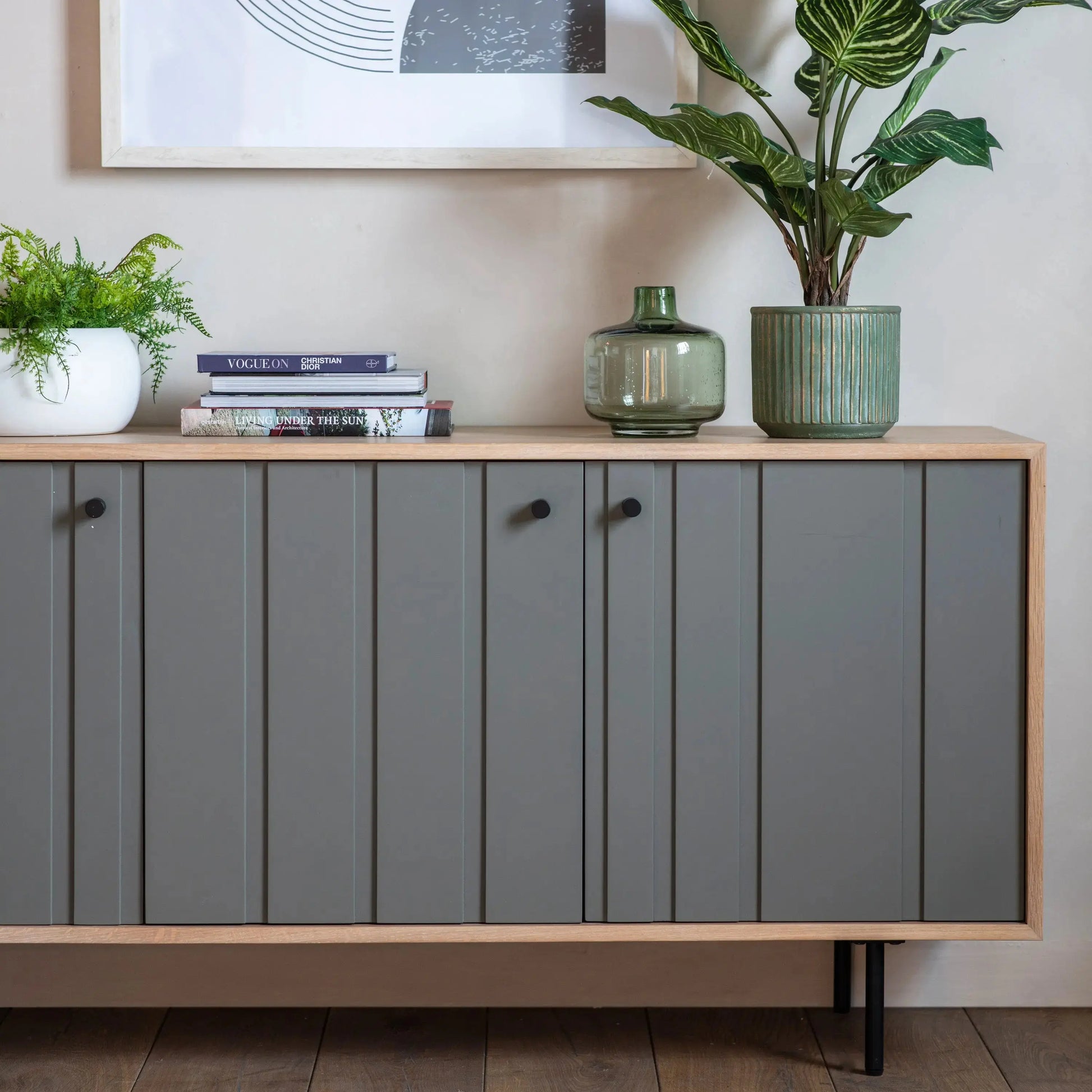 Fujira 3 Door Sideboard in Grey   Nicholas John Interiors