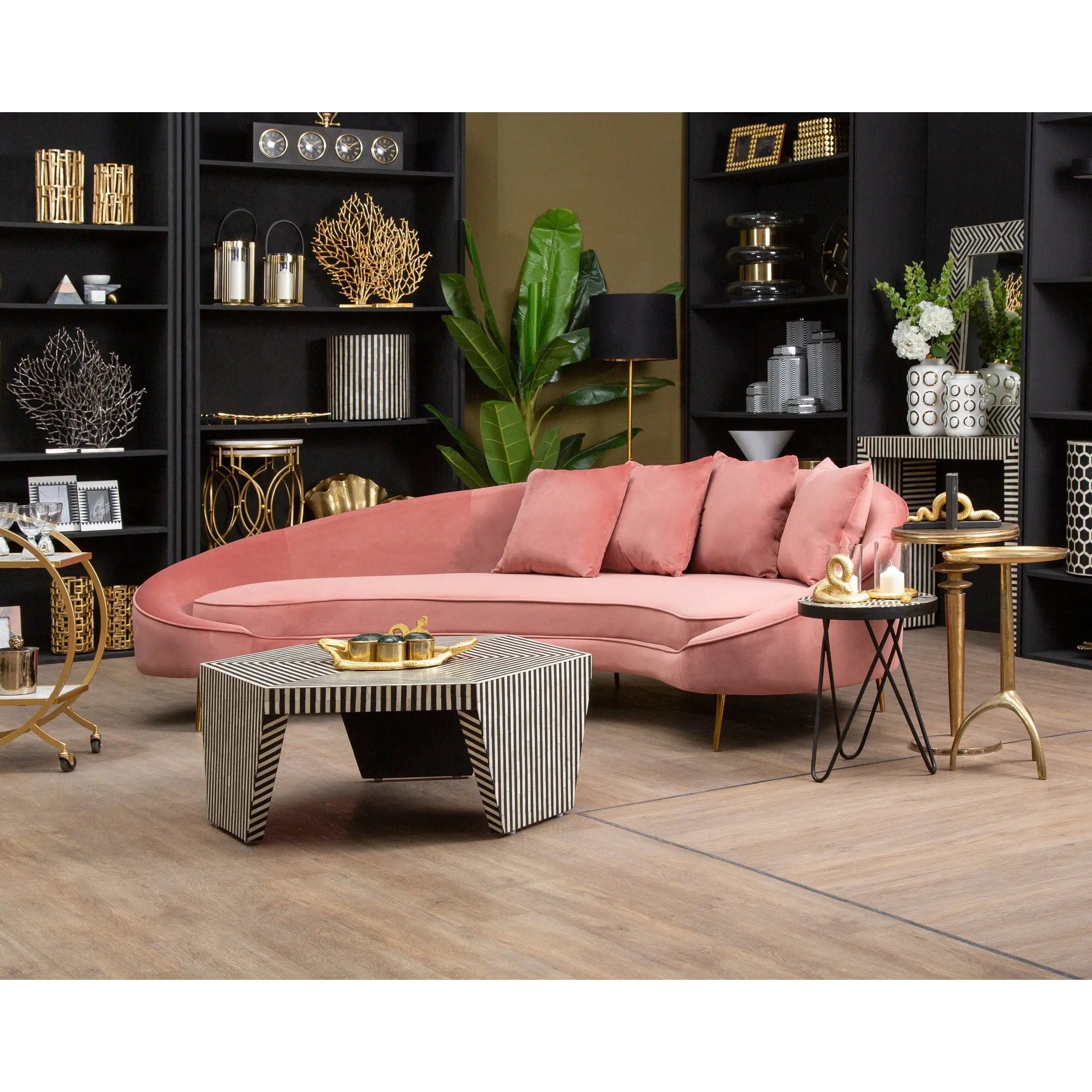 Fusari Striped Bone Inlay Coffee Table with Hexagonal Top  Nicholas John Interiors