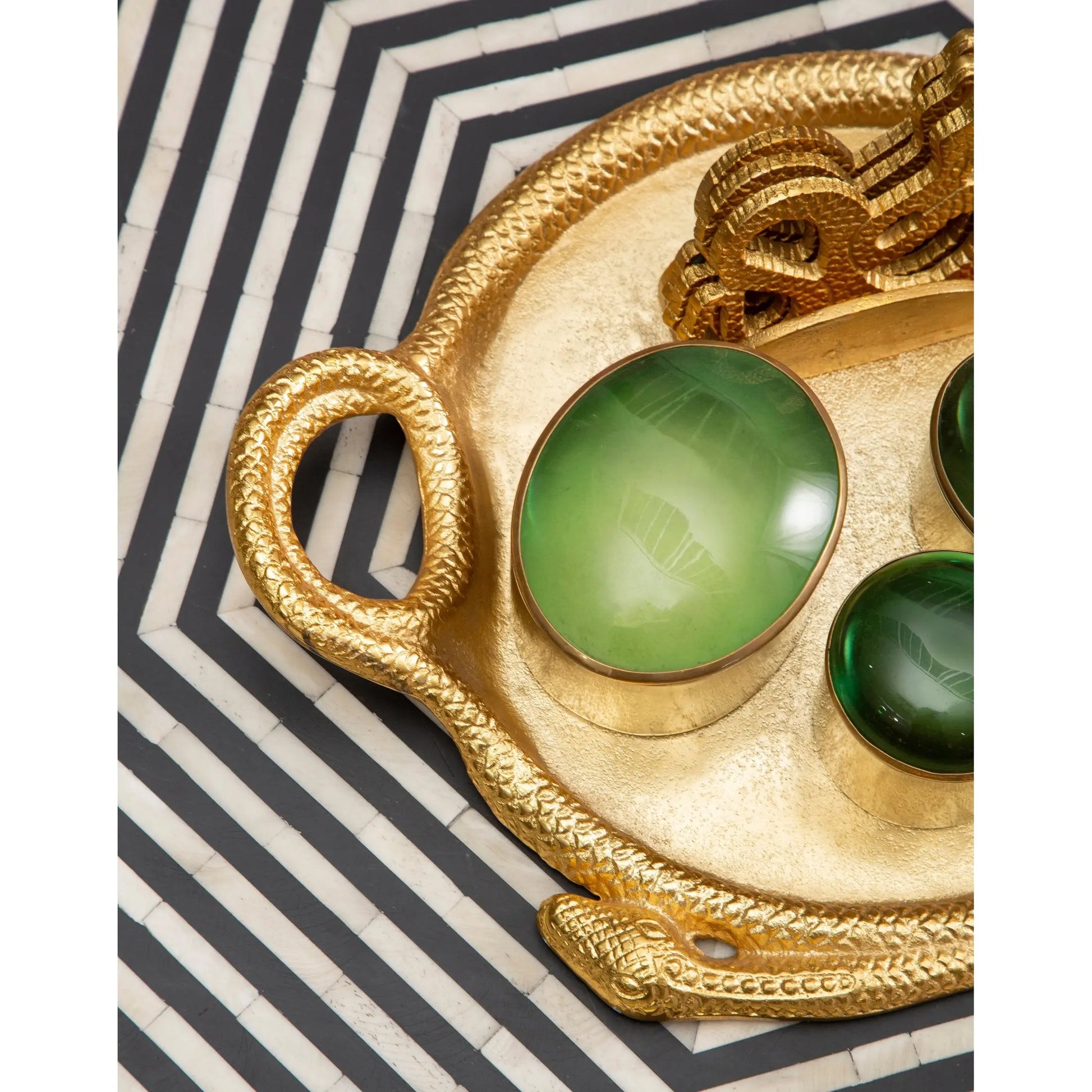 Fusari Striped Bone Inlay Coffee Table with Hexagonal Top  Nicholas John Interiors
