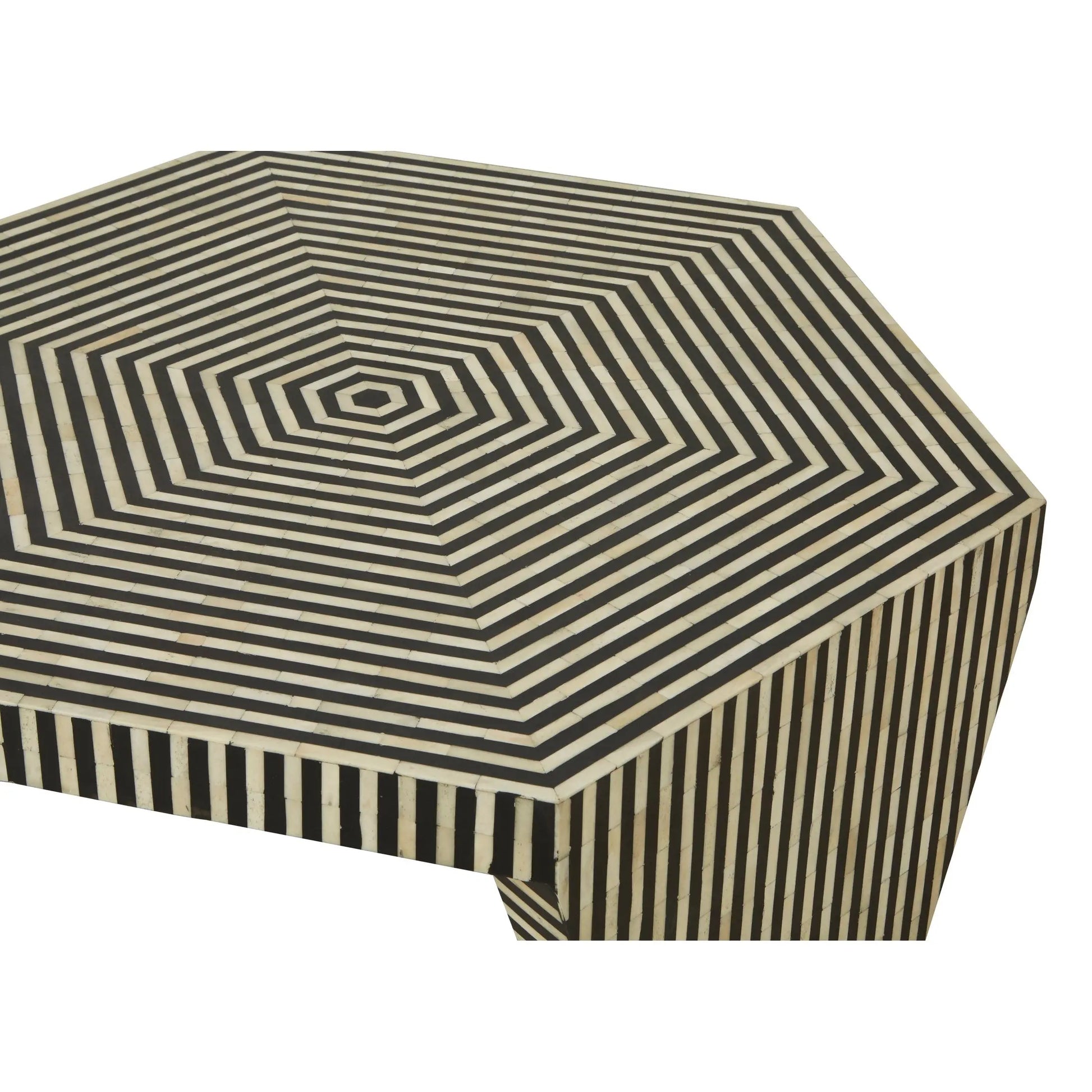 Fusari Striped Bone Inlay Coffee Table with Hexagonal Top  Nicholas John Interiors
