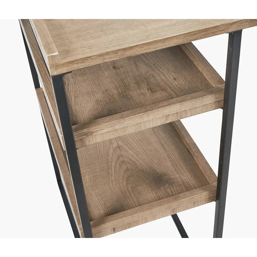 Gallery Natural Wood Veneer and Black Metal Desk   Nicholas John Interiors