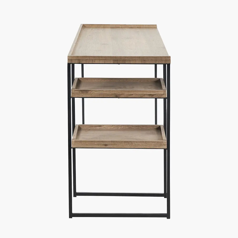 Gallery Natural Wood Veneer and Black Metal Desk   Nicholas John Interiors