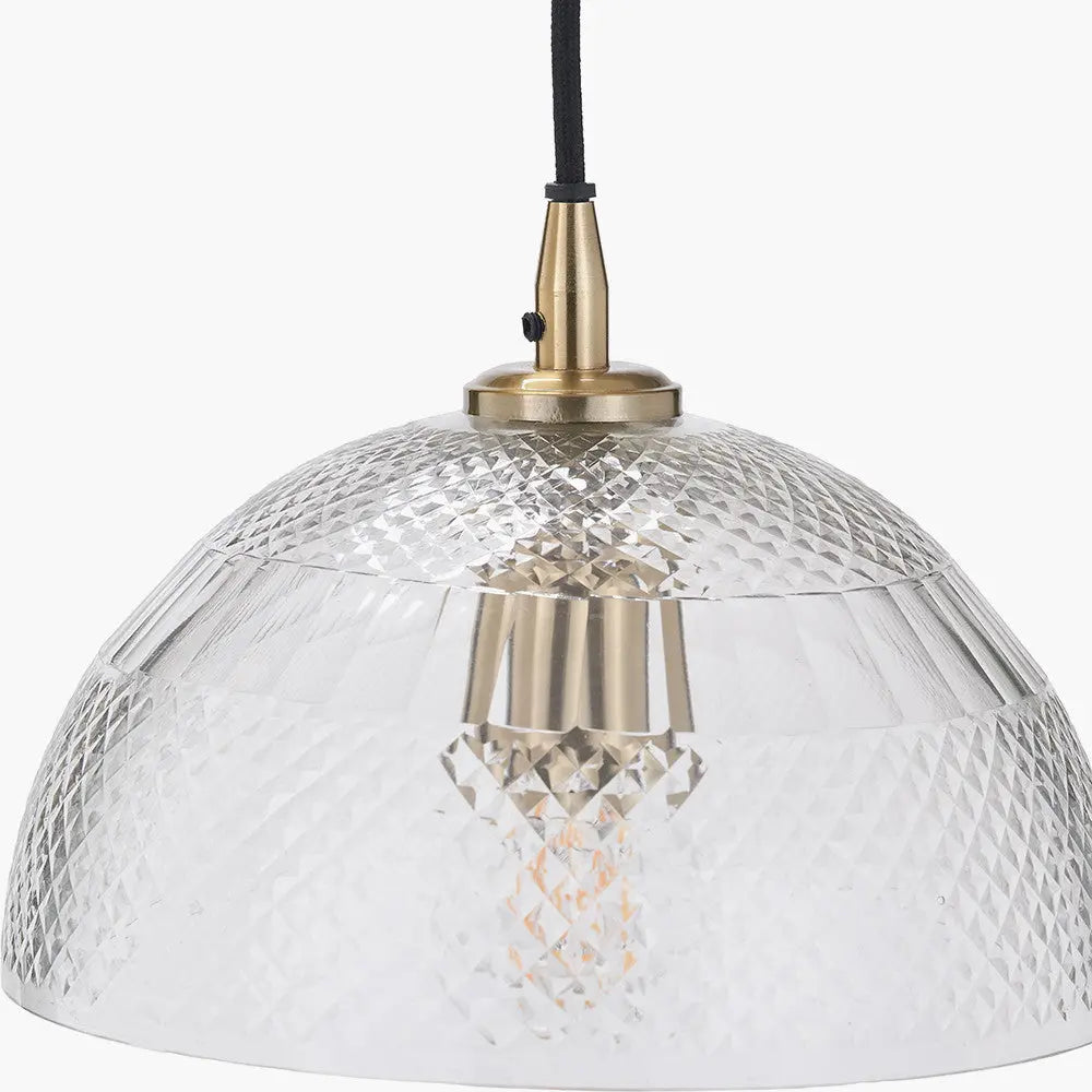 Giselle Diamond Design Clear Handcut Glass Dome Pendant   Nicholas John Interiors