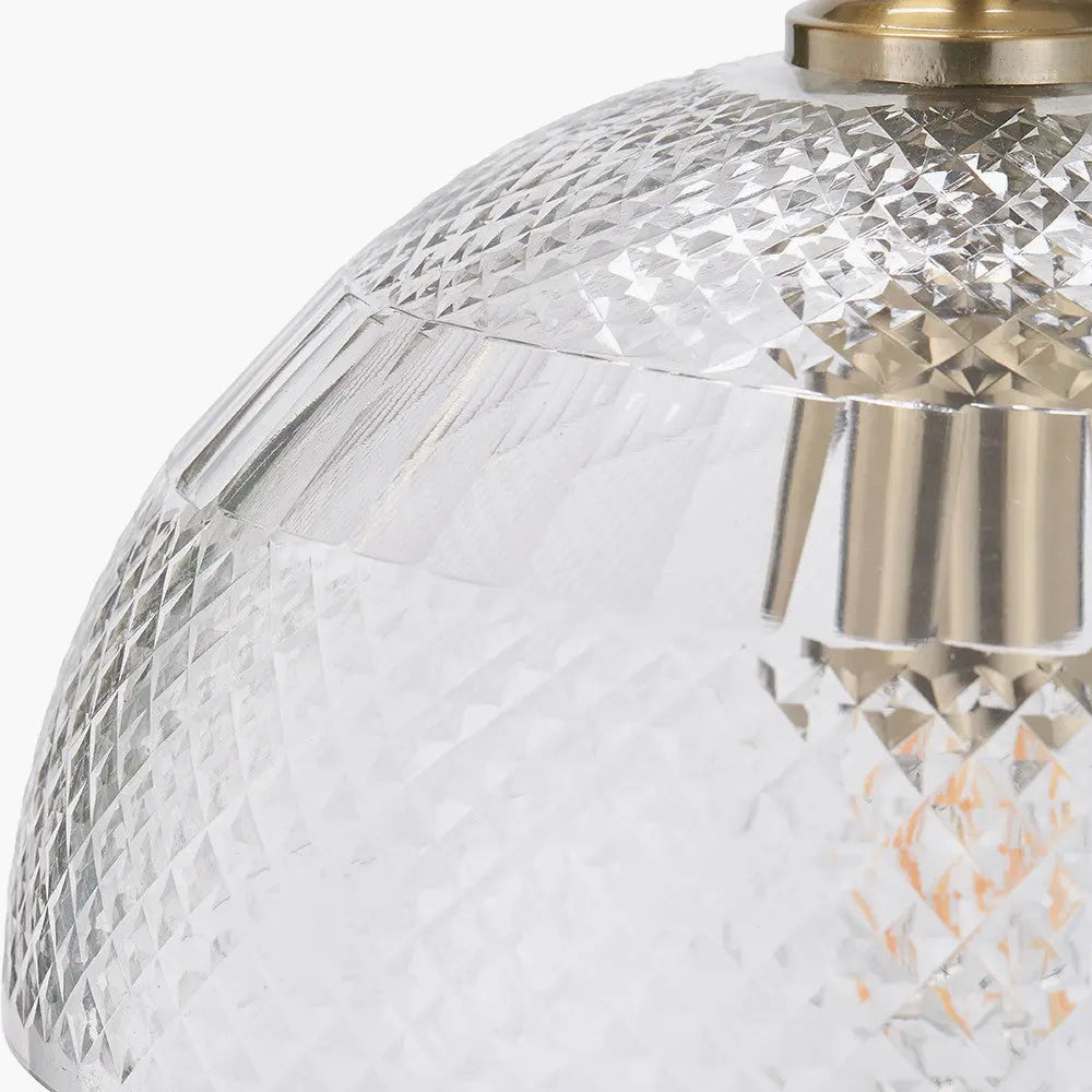 Giselle Diamond Design Clear Handcut Glass Dome Pendant   Nicholas John Interiors