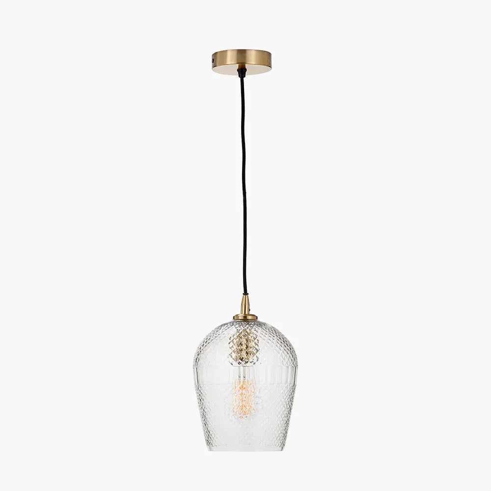 Giselle Diamond Design Clear Handcut Glass Pendant   Nicholas John Interiors