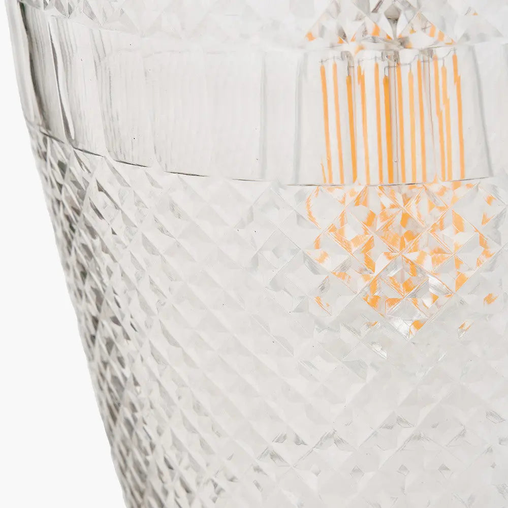 Giselle Diamond Design Clear Handcut Glass Pendant   Nicholas John Interiors