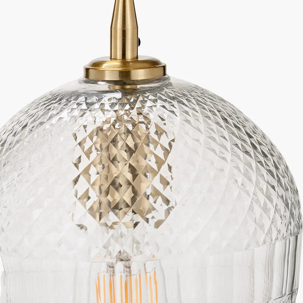 Giselle Diamond Design Clear Handcut Glass Pendant   Nicholas John Interiors