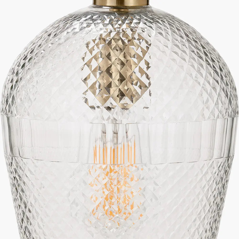 Giselle Diamond Design Clear Handcut Glass Pendant   Nicholas John Interiors