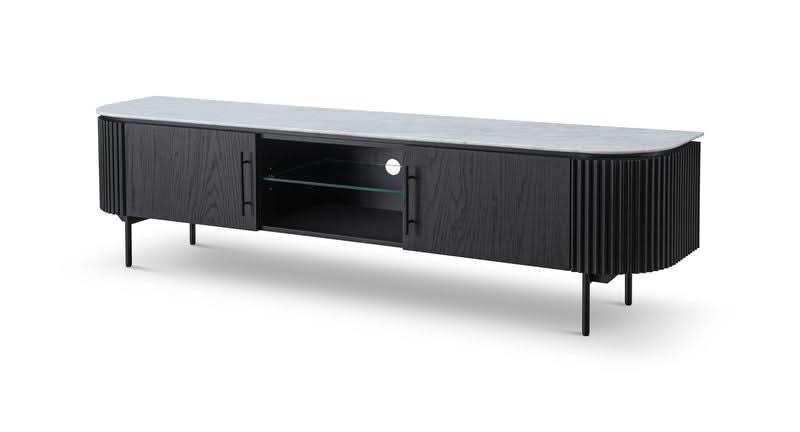 Tommy Franks Lantine Marble TV Unit in Black Oak   Nicholas John Interiors