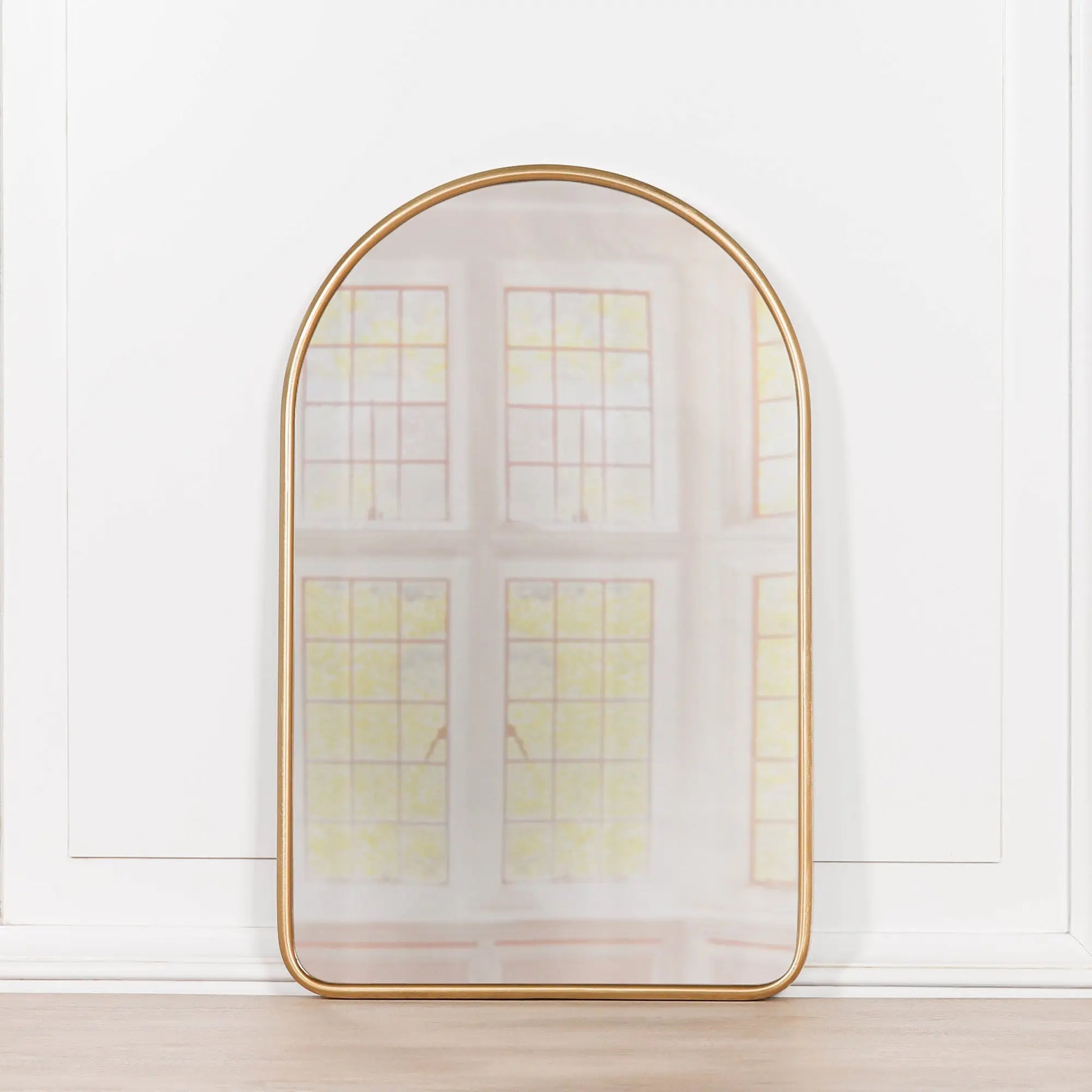 Gold Curved Arched Metal Wall Mirror   Nicholas John Interiors