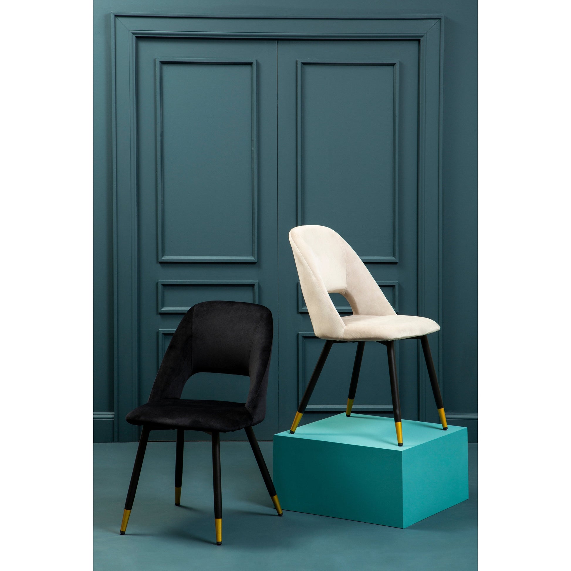 Grayson Black Velvet Dining Chair  Nicholas John Interiors
