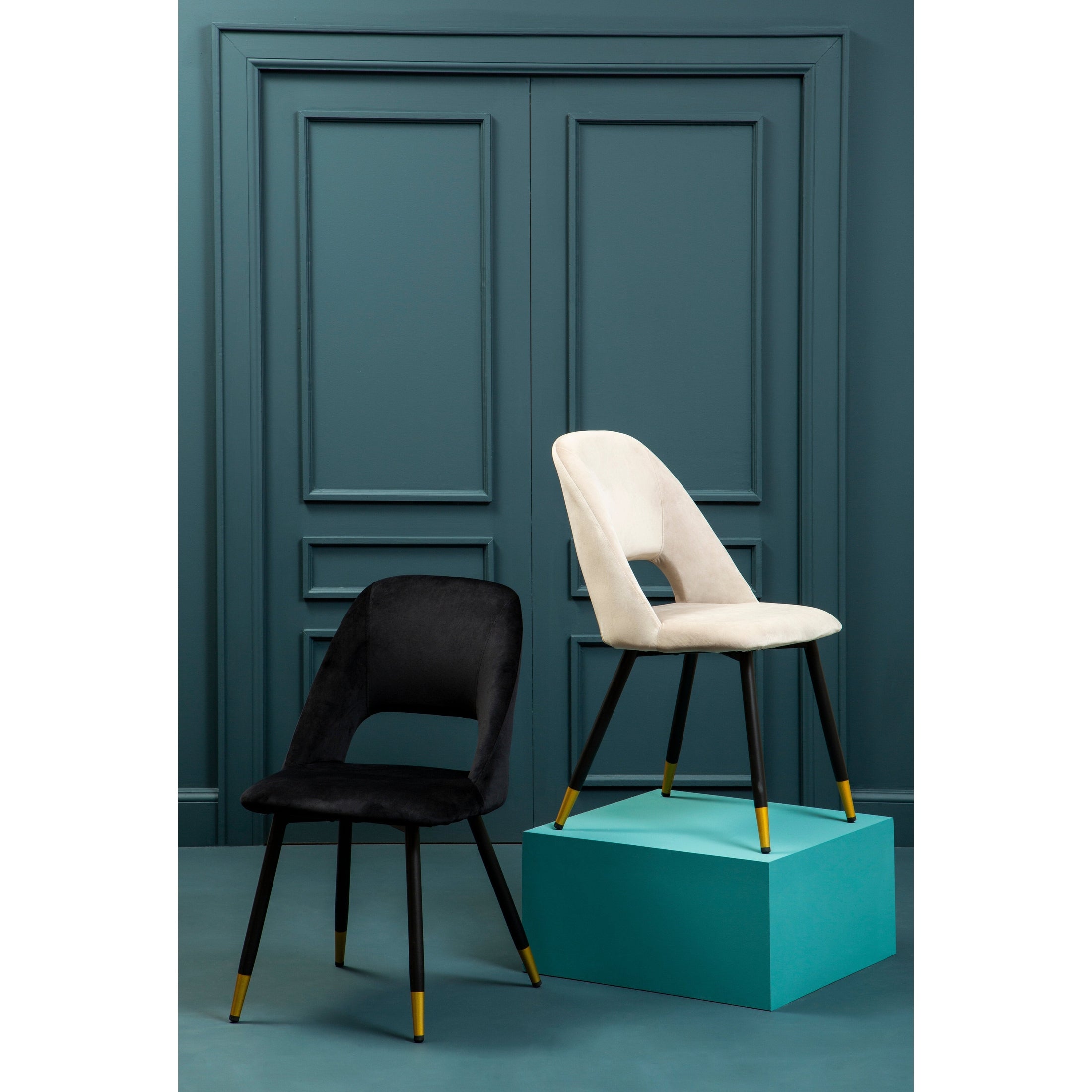Grayson Black Velvet Dining Chair  Nicholas John Interiors