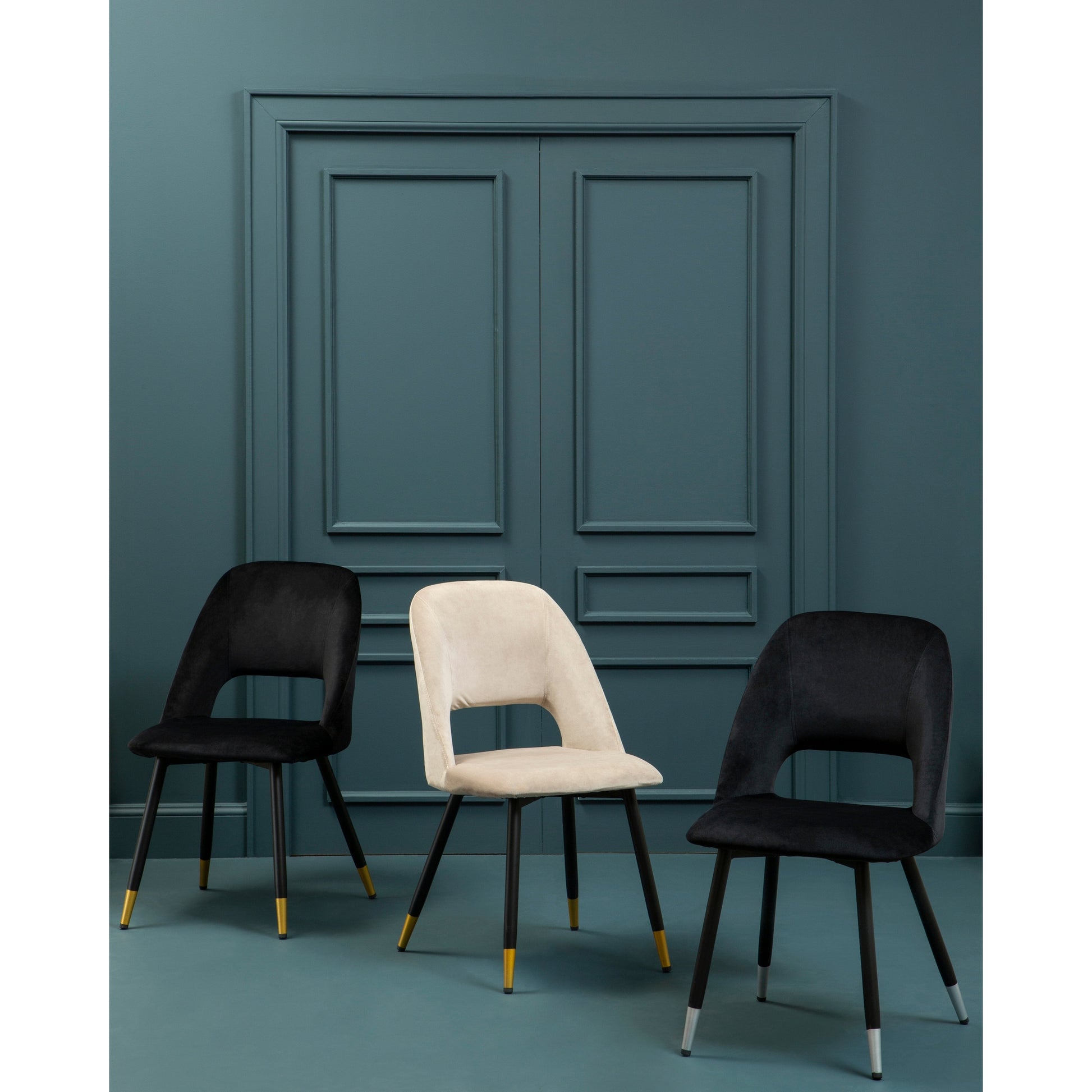 Grayson Black Velvet Dining Chair  Nicholas John Interiors