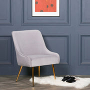 Grey Velvet Accent Chair with Gold Metal Legs   Nicholas John Interiors