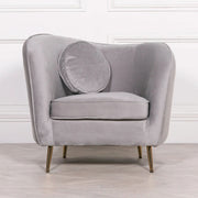 Grey Velvet Armchair with Cushion   Nicholas John Interiors
