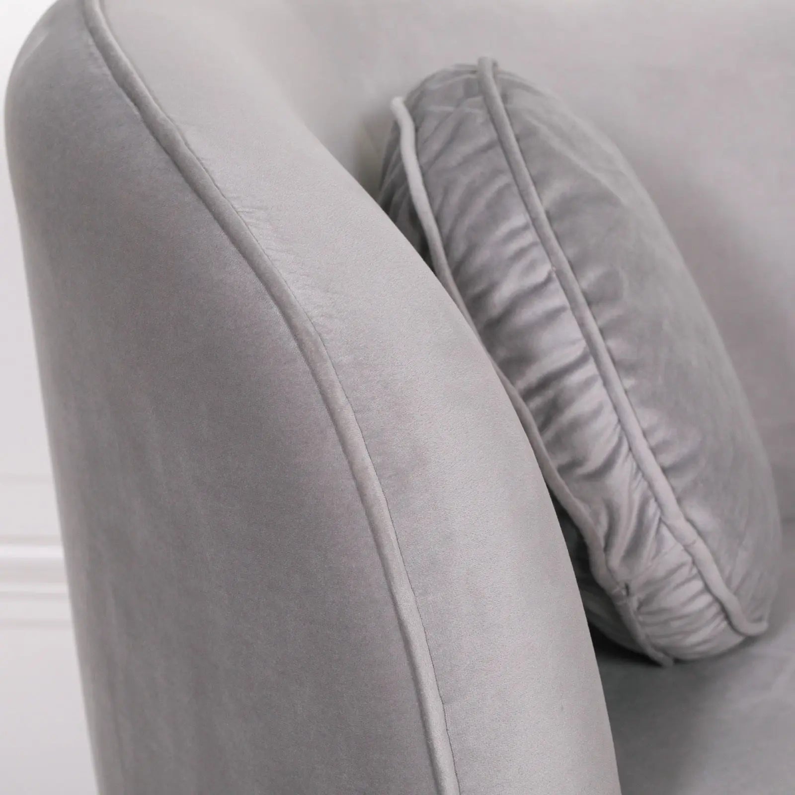 Grey Velvet Armchair with Cushion   Nicholas John Interiors