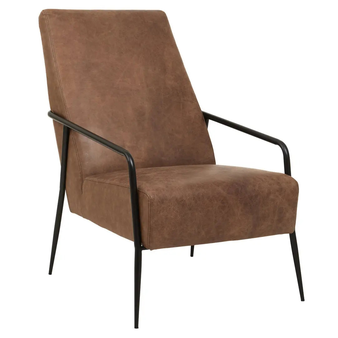 Hadley Brown Leather Chair with Tapered Back   Nicholas John Interiors