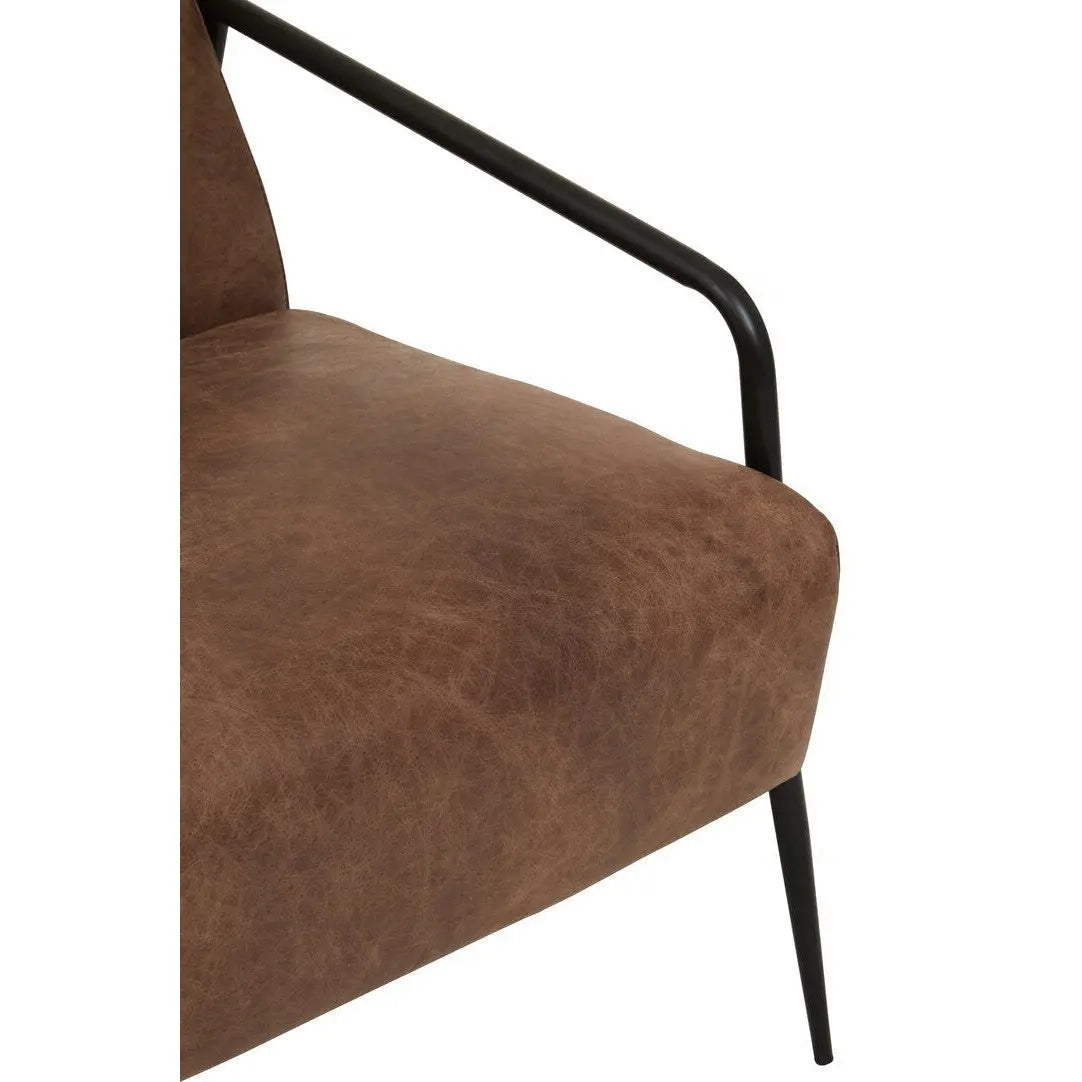 Hadley Brown Leather Chair with Tapered Back   Nicholas John Interiors