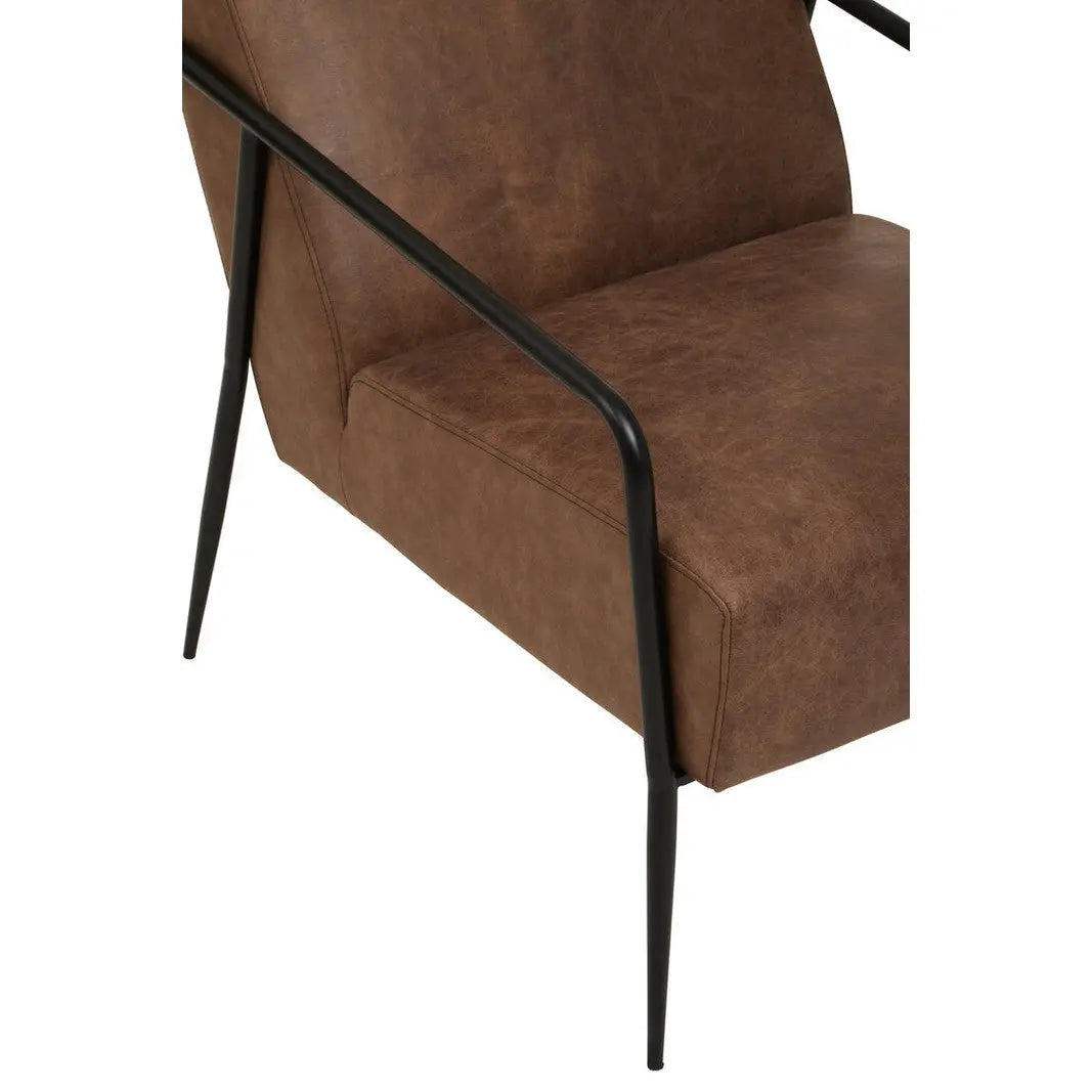 Hadley Brown Leather Chair with Tapered Back   Nicholas John Interiors