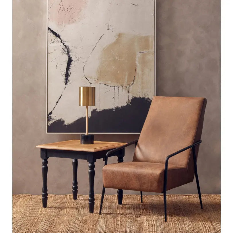 Hadley Brown Leather Chair with Tapered Back   Nicholas John Interiors