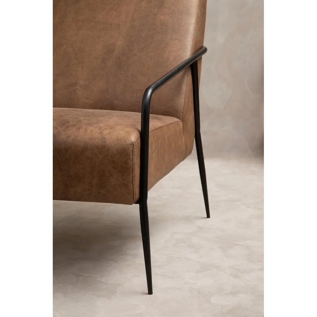 Hadley Brown Leather Chair with Tapered Back   Nicholas John Interiors