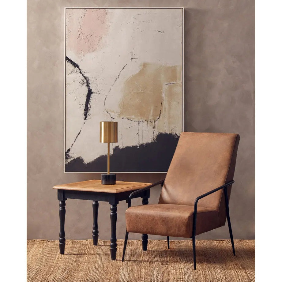 Hadley Brown Leather Chair with Tapered Back   Nicholas John Interiors