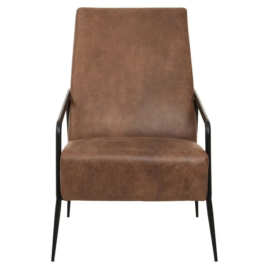 Hadley Brown Leather Chair with Tapered Back   Nicholas John Interiors