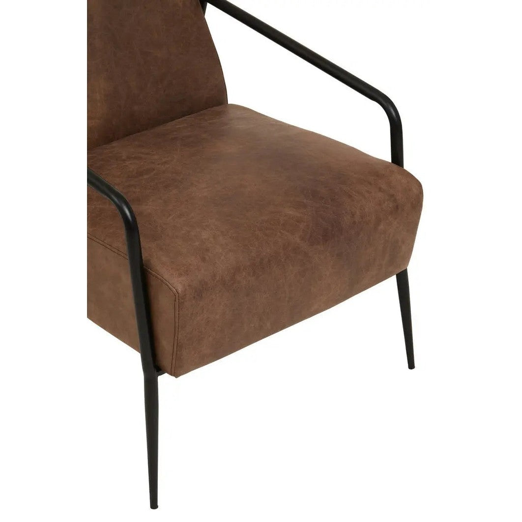 Hadley Brown Leather Chair with Tapered Back   Nicholas John Interiors