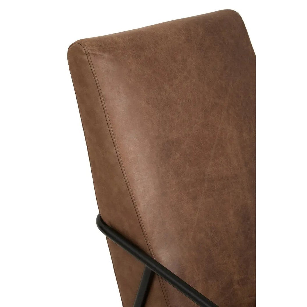 Hadley Brown Leather Chair with Tapered Back   Nicholas John Interiors