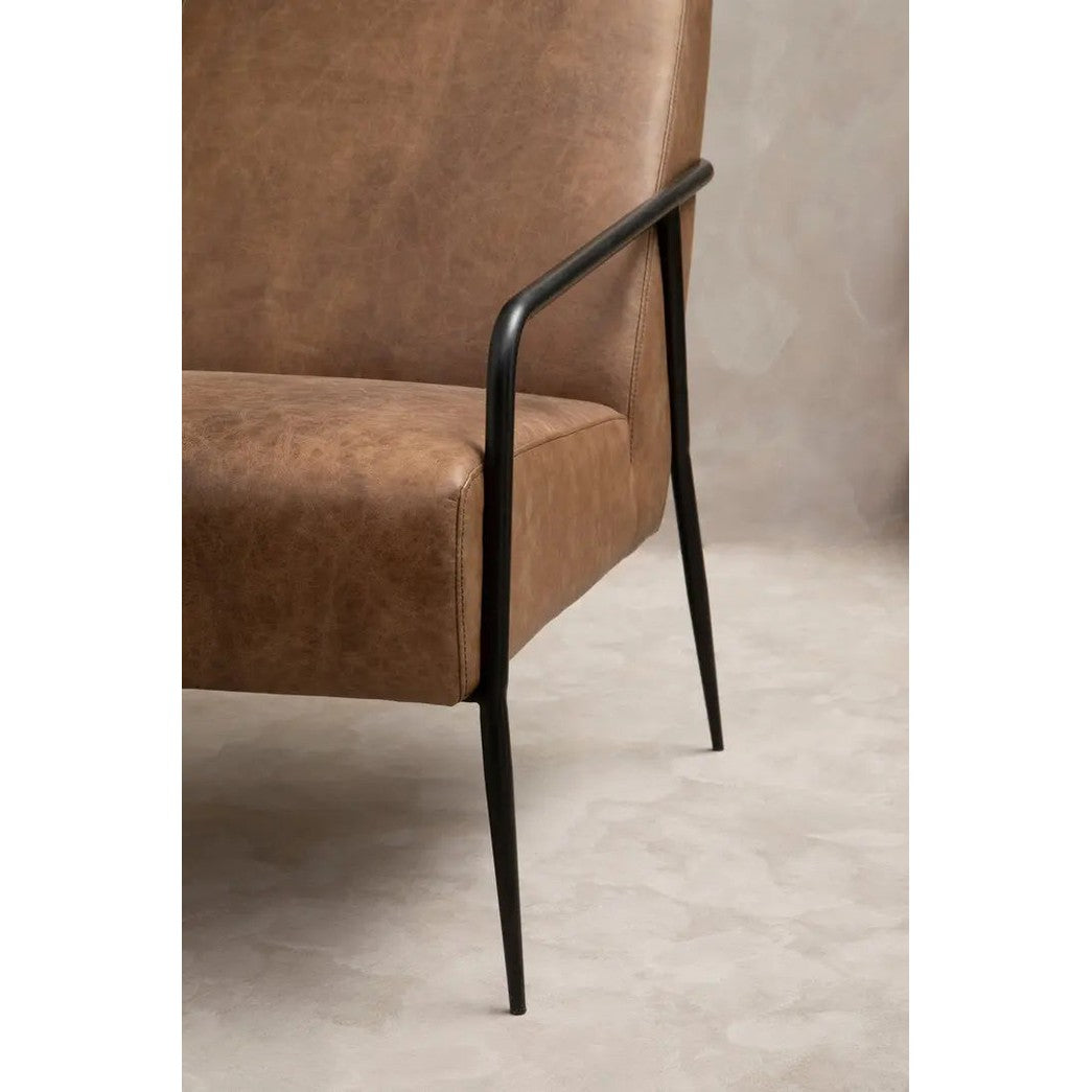 Hadley Brown Leather Chair with Tapered Back   Nicholas John Interiors