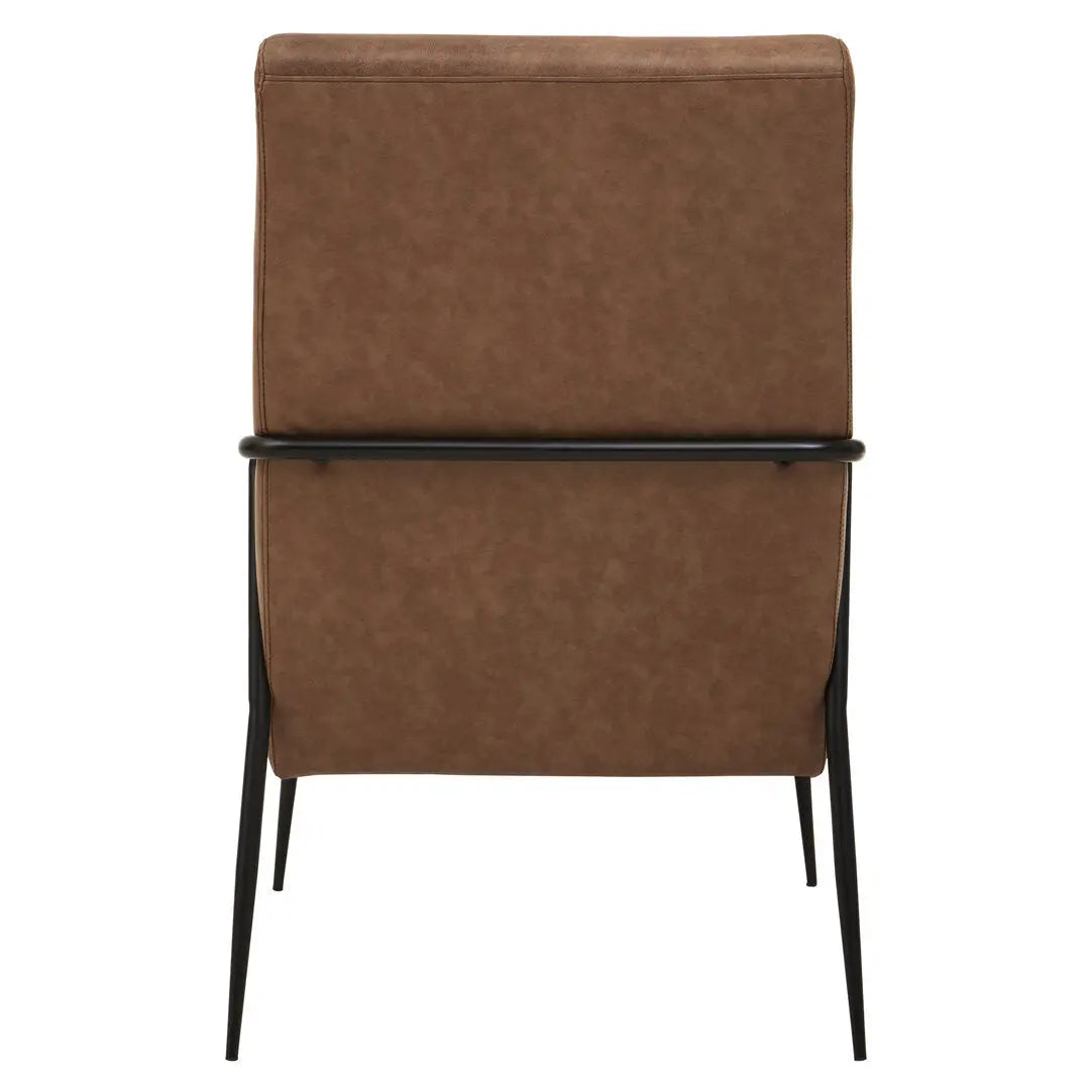 Hadley Brown Leather Chair with Tapered Back   Nicholas John Interiors