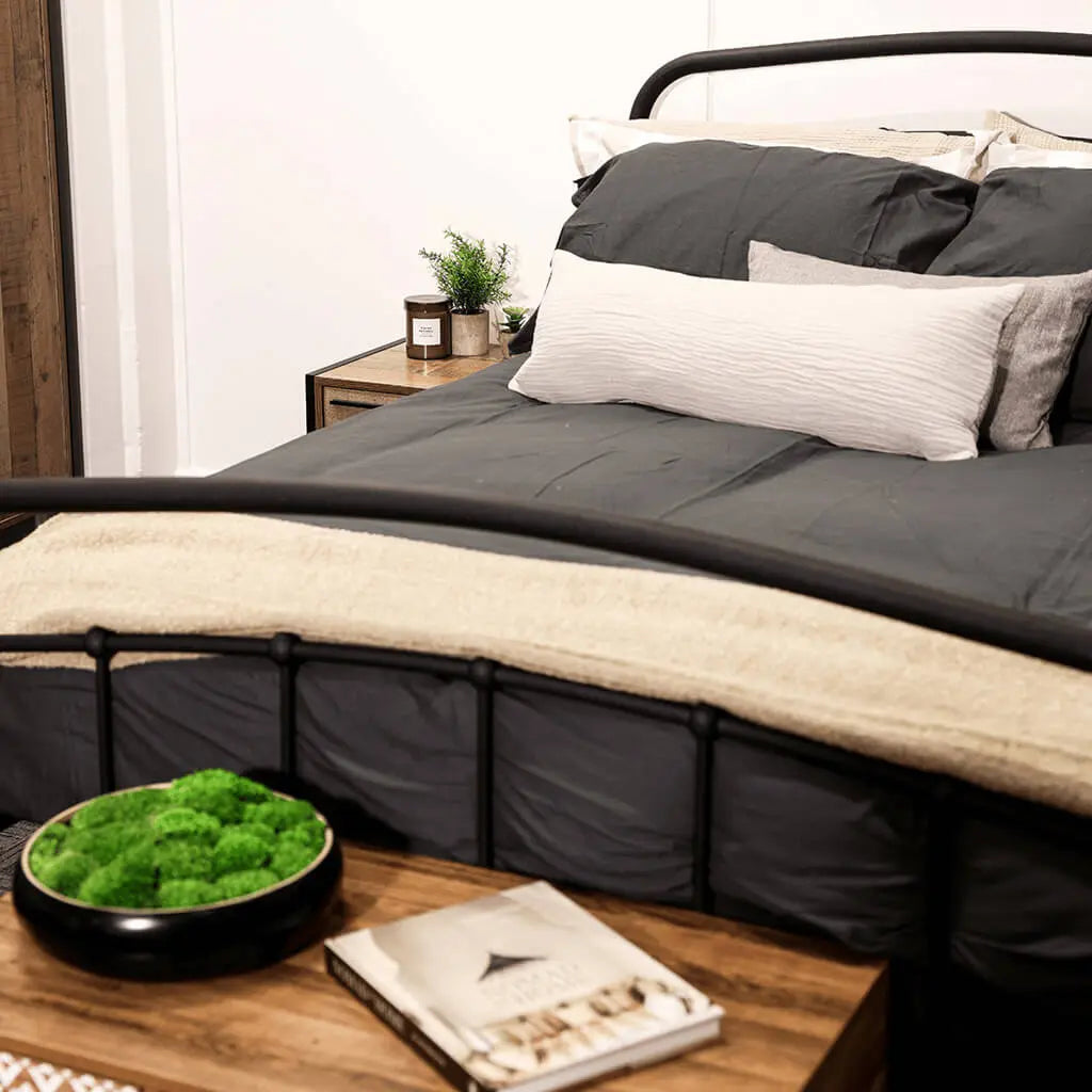 Halston Black Bed   Nicholas John Interiors