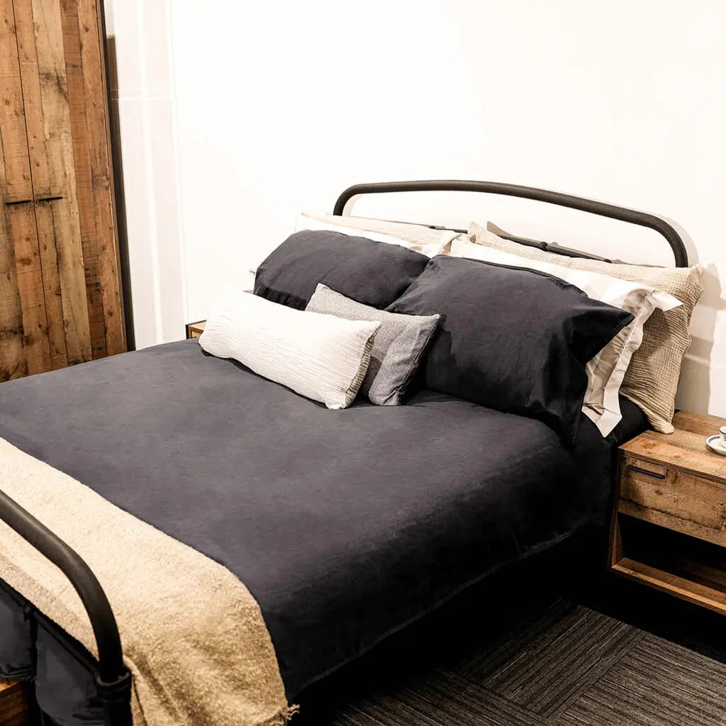 Halston Black Bed   Nicholas John Interiors