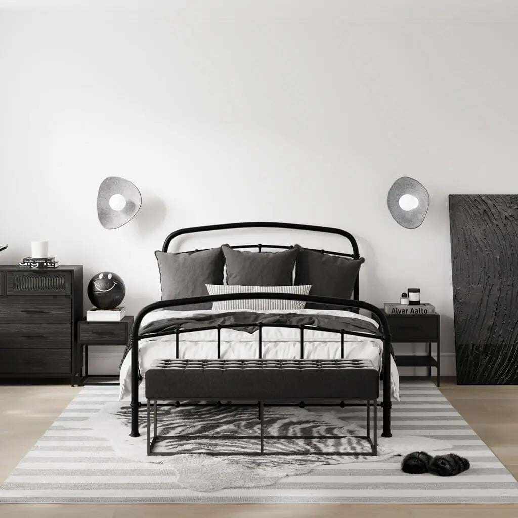 Halston Black Bed   Nicholas John Interiors