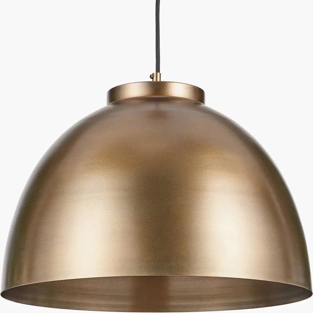 Harlem Antique Brass Domed Metal Pendant   Nicholas John Interiors