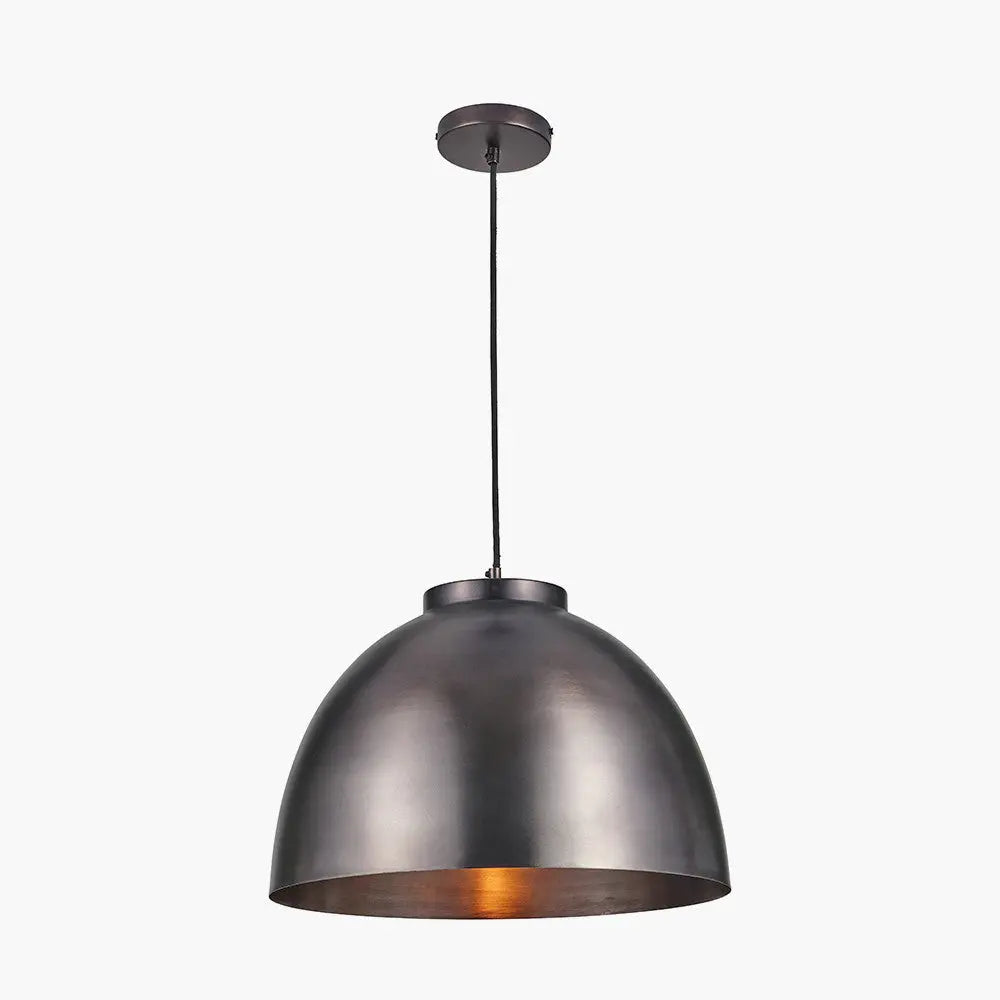 Harlem Antique Bronze Domed Metal Pendant   Nicholas John Interiors