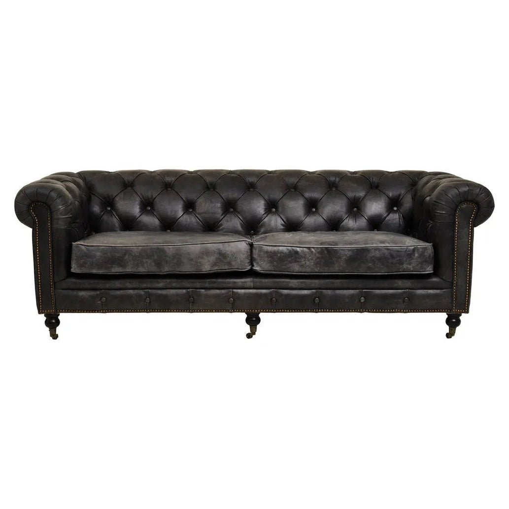 Haxton Ebony Leather Sofa   Nicholas John Interiors