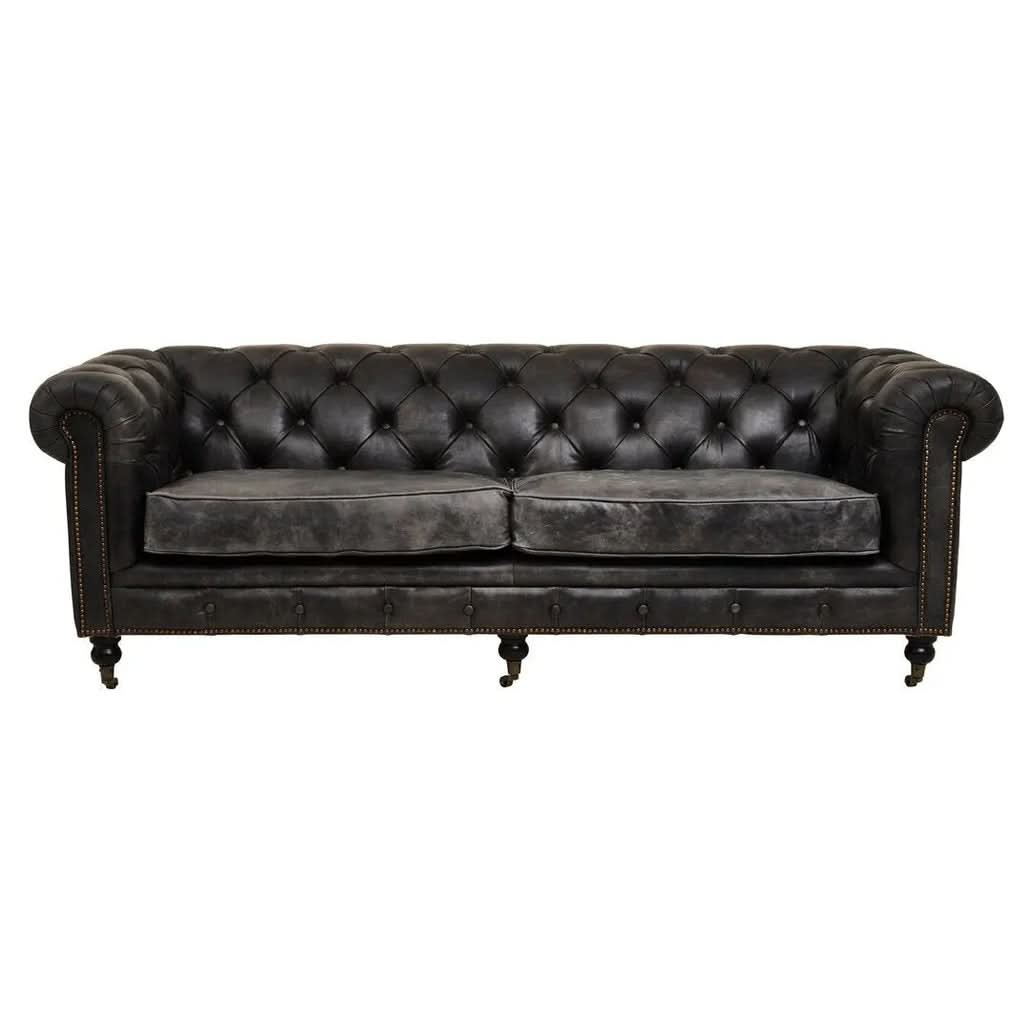 Haxton Ebony Leather Sofa   Nicholas John Interiors