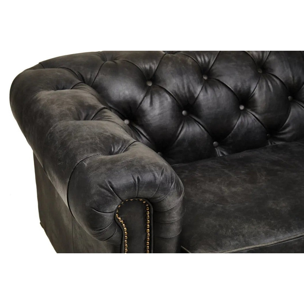 Haxton Ebony Leather Sofa   Nicholas John Interiors