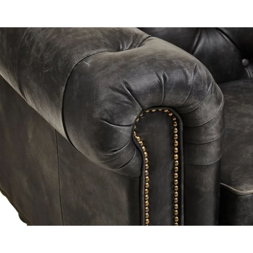 Haxton Ebony Leather Sofa   Nicholas John Interiors