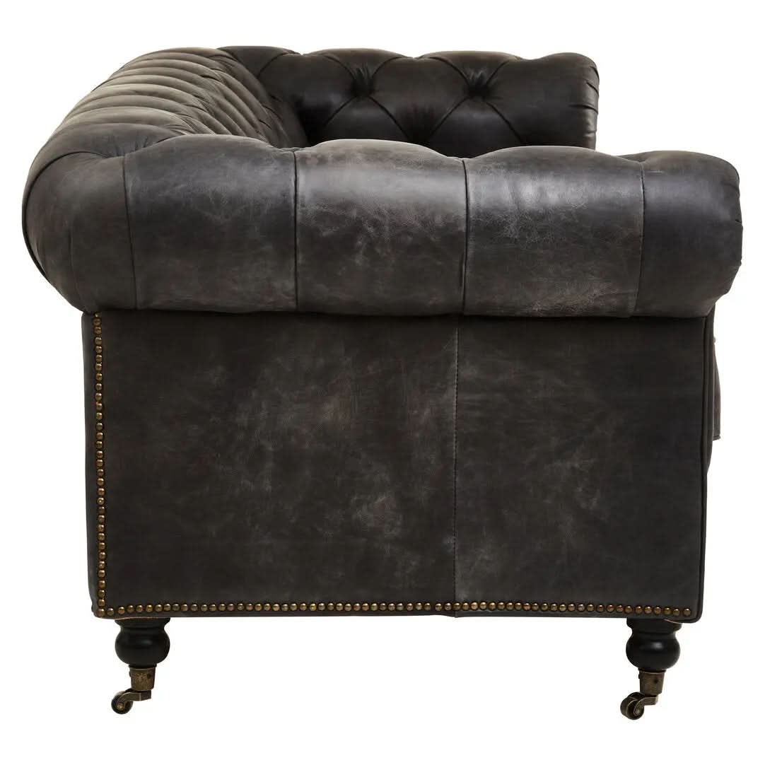 Haxton Ebony Leather Sofa   Nicholas John Interiors