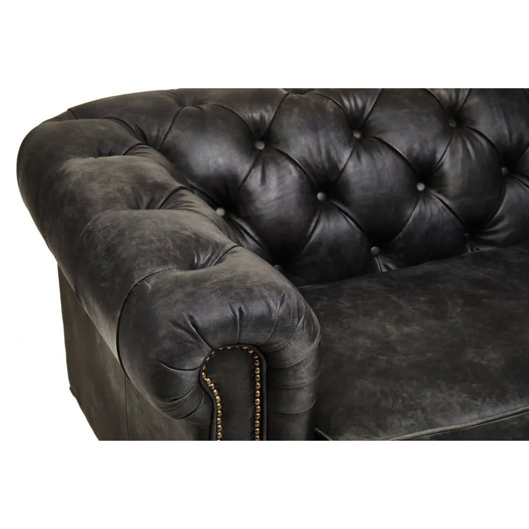 Haxton Ebony Leather Sofa   Nicholas John Interiors