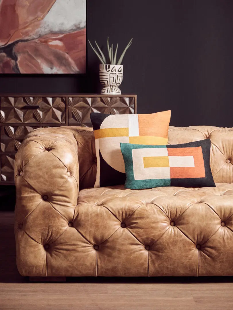 Haxton Three Seat Tufted Leather Sofa   Nicholas John Interiors