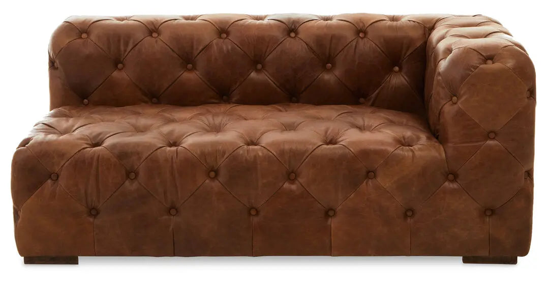 Haxton Tufted Leather Left Arm Sofa   Nicholas John Interiors