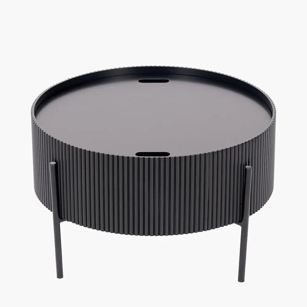Henderson Black Wood and Black Metal Storage Coffee Table   Nicholas John Interiors
