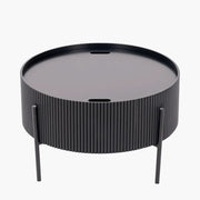 Henderson Black Wood and Black Metal Storage Coffee Table   Nicholas John Interiors