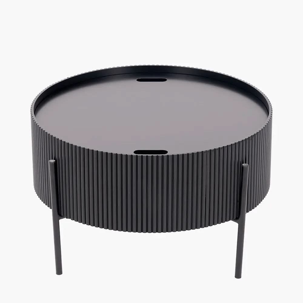 Henderson Black Wood and Black Metal Storage Coffee Table   Nicholas John Interiors