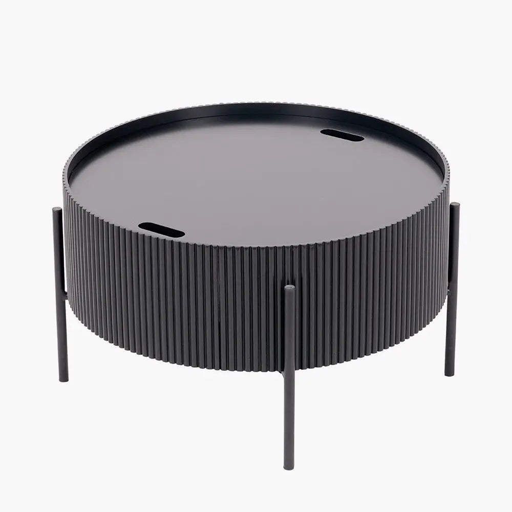 Henderson Black Wood and Black Metal Storage Coffee Table   Nicholas John Interiors